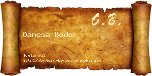 Oancsa Bodor névjegykártya